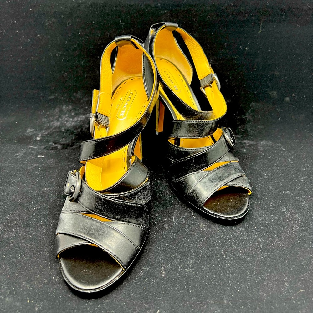 Coach heel sandals with straps size 7 black